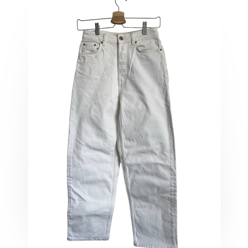 & Other Stories White High Rise Stiff Straight Leg Denim Sz 25